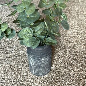 Elegant Greenery in Textured Gray Vase